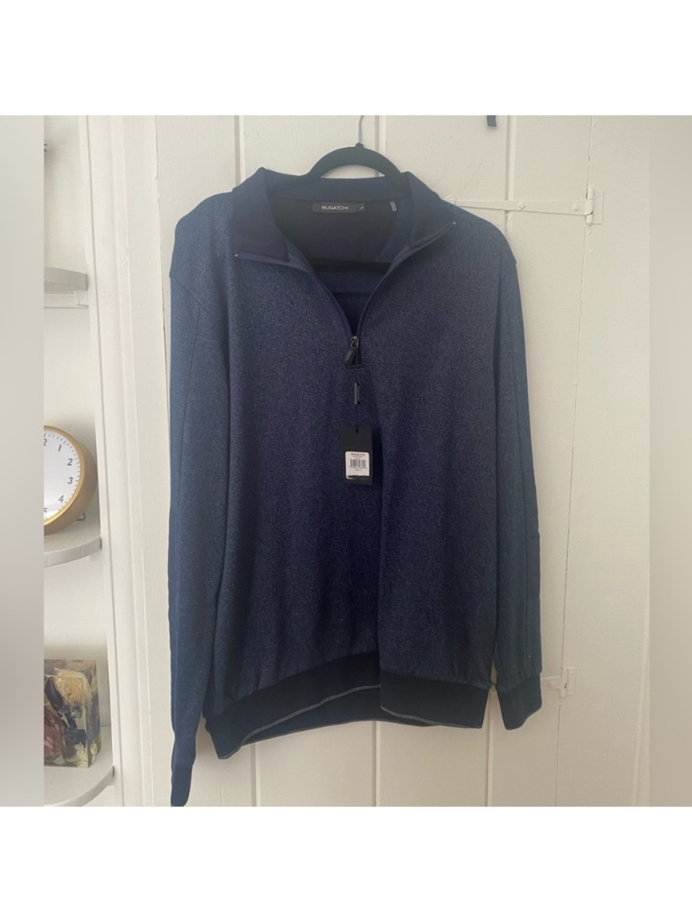 Bugatchi Men's Navy Zip-Up Pullover